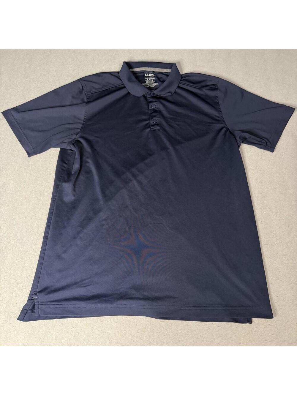 LL Bean Polo Shirt Mens Large Blue Slightly Fitted Short Sleeve Golf Top